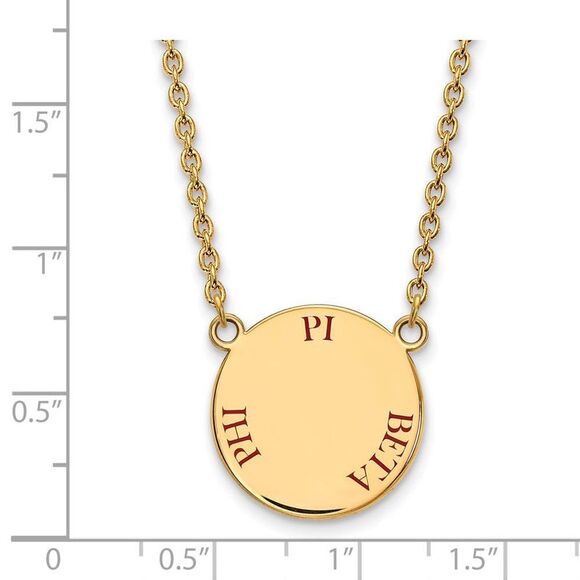 14K Plated Silver Pi Beta Phi Large Red Enamel Necklace - Picture 2 of 5